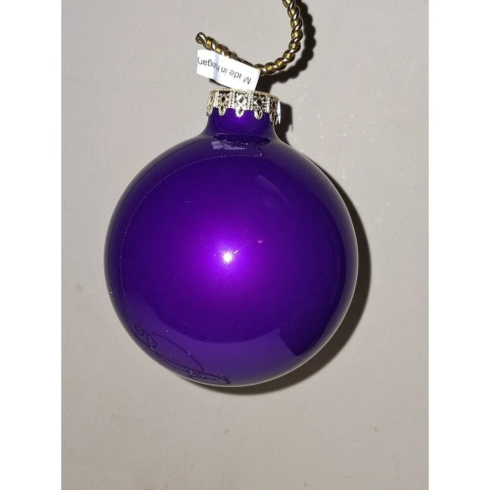 Bronner's Purple Glass Christmas Ornament Psalm 27:1 Made in Hungary